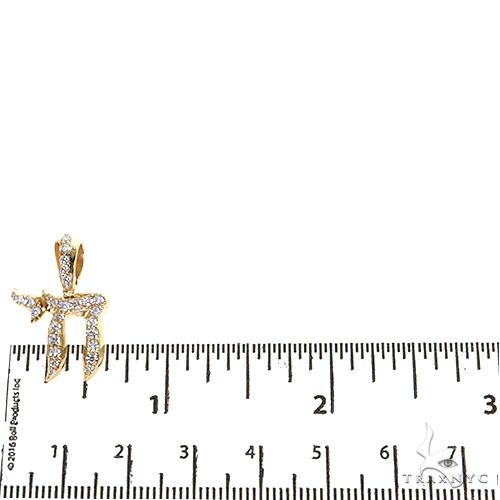 14K Gold Small Jewish Chai Diamond Pendant, photo 5 of 8