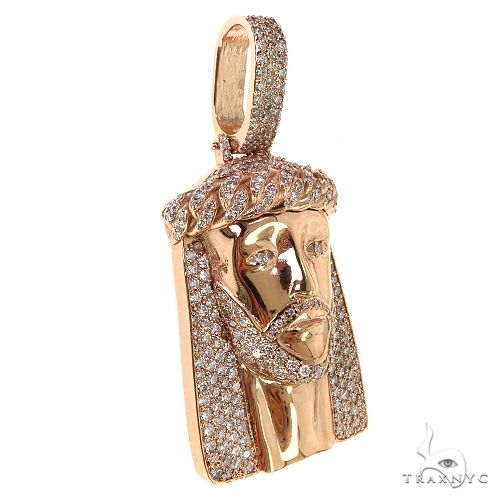 14K Gold Small Size Jesus Diamond Pendant, photo 2 of 7