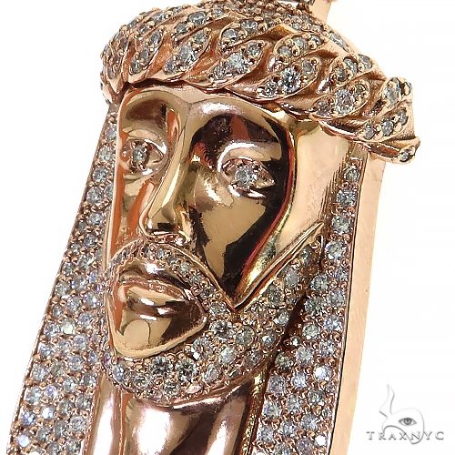 14K Gold Small Size Jesus Diamond Pendant, photo 3 of 7