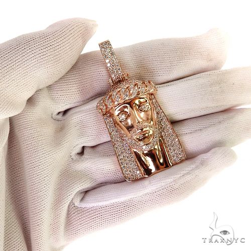 14K Gold Small Size Jesus Diamond Pendant, photo 7 of 7