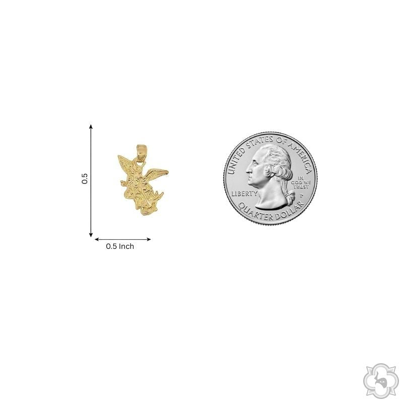 10K Gold Small St Saint Michael Charm Pendant Protection, photo 4 of 4