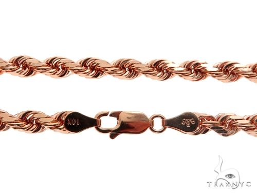 Solid 14K Rose Gold Rope Link Chain 24 Inches 4mm 64591 - Image 5