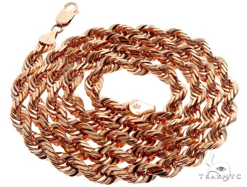 Solid 14K Rose Gold Rope Link Chain 24 Inches 6mm 64587 - Image 4