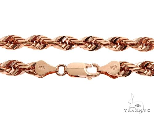 Solid 14K Rose Gold Rope Link Chain 24 Inches 6mm 64587 - Image 5