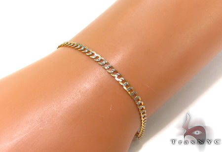 10K Gold Solid Cuban Diamond Cut Bracelet 3mm 8 inches, photo 6 of 6