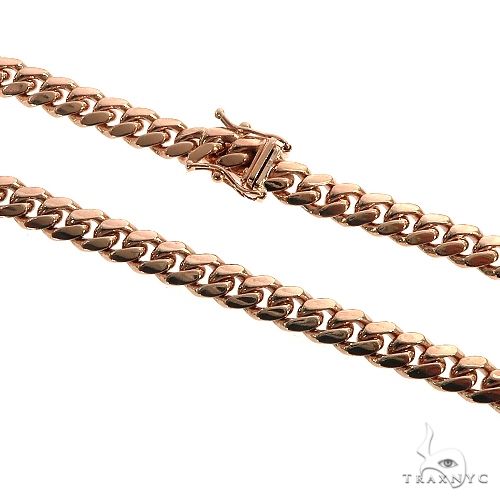 14K rose gold solid Miami Cuban link chain, 24 inches, 6mm thick men's necklace