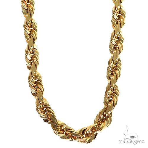 14k ロープチェーン Solid Rope Link Chain 14K Yellow Gold 26 Inches 5.7mm 66181 | TraxNYC