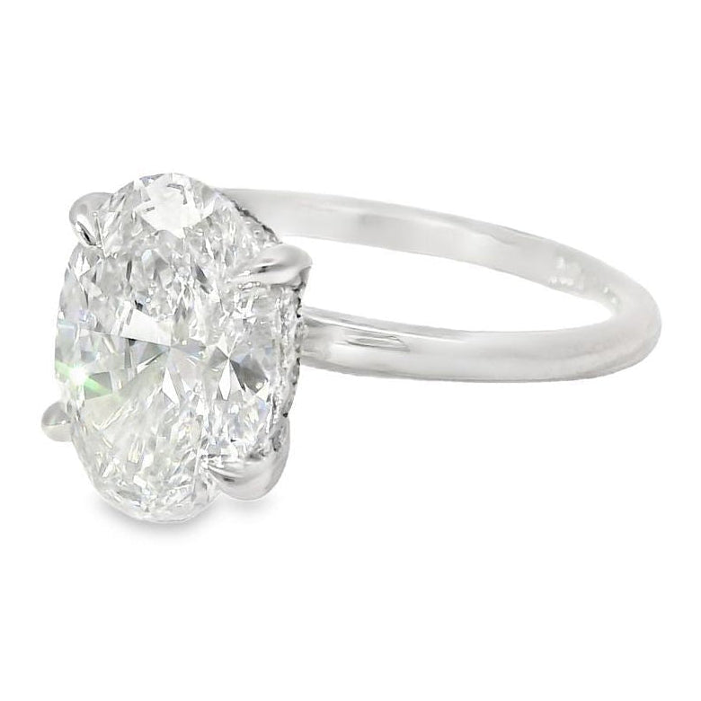 14K Gold 3 Ct Oval Lab-Grown Diamond Engagement Ring with Hidden Halo, photo 4 of 7