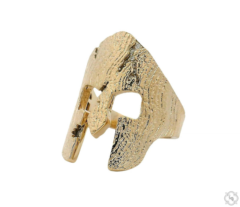 14K Gold Spartan Mask Diamond Ring, photo 4 of 6