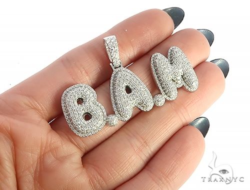 Special Custom White Gold Iced Out Diamond BAM Name Pendant 65249 - Image 5