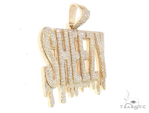 Special Custom Yellow Gold Name Pendant Sheezy with Drip-Prong Set 65254 - Image 2