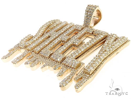 Special Custom Yellow Gold Name Pendant Sheezy with Drip-Prong Set 65254 - Image 4