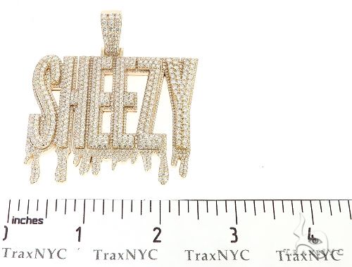 Special Custom Yellow Gold Name Pendant Sheezy with Drip-Prong Set 65254 - Image 8
