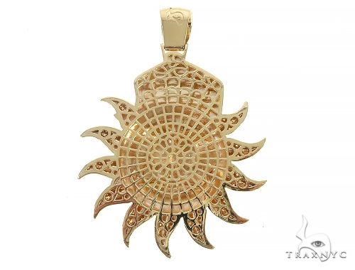 Special Custom Yellow Gold Prong Diamond Enamel Sunny Pendant 65255 - Image 3