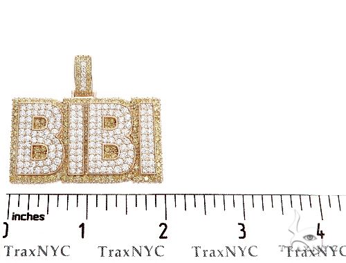 Special Custom Yellow Gold Name Pendant BIBI Prong Diamonds 65247 - Image 6