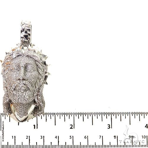 14K Gold Spikes Crown Jesus Head Diamond Pendant, photo 4 of 6