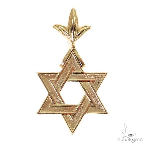 Mini yellow gold Star of David pendant with polished finish and loop bail