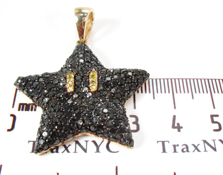14K Gold Super Mario Bros Star Black Color Diamond Pendant, photo 9 of 9