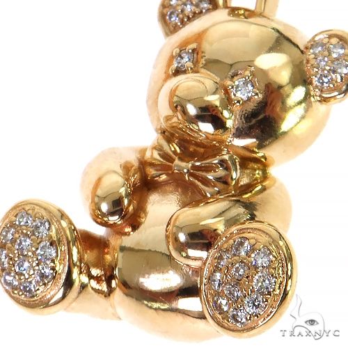 14K Gold Heavy Trax Teddy Bear Diamond Pendant, photo 3 of 6