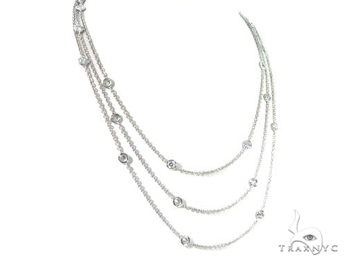 Three Layers Bezel Diamond Necklace 45313 - Image 2