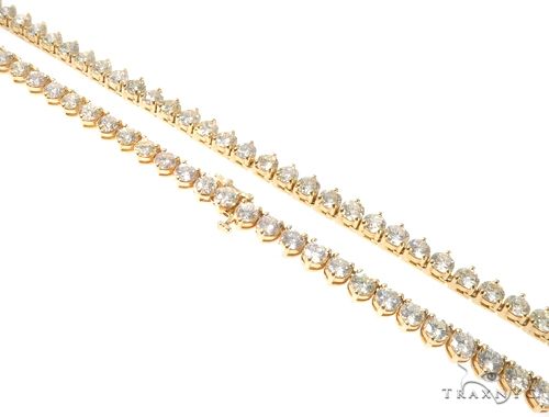 Three prong set diamond chain 32 inches 5mm – front view showing full length and individual stone settings