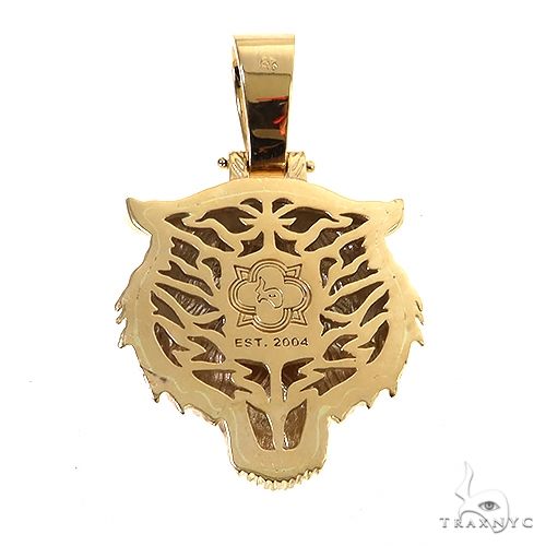 14K Gold Tiger Head Lab-Grown Diamond Pendant -Large, photo 4 of 7