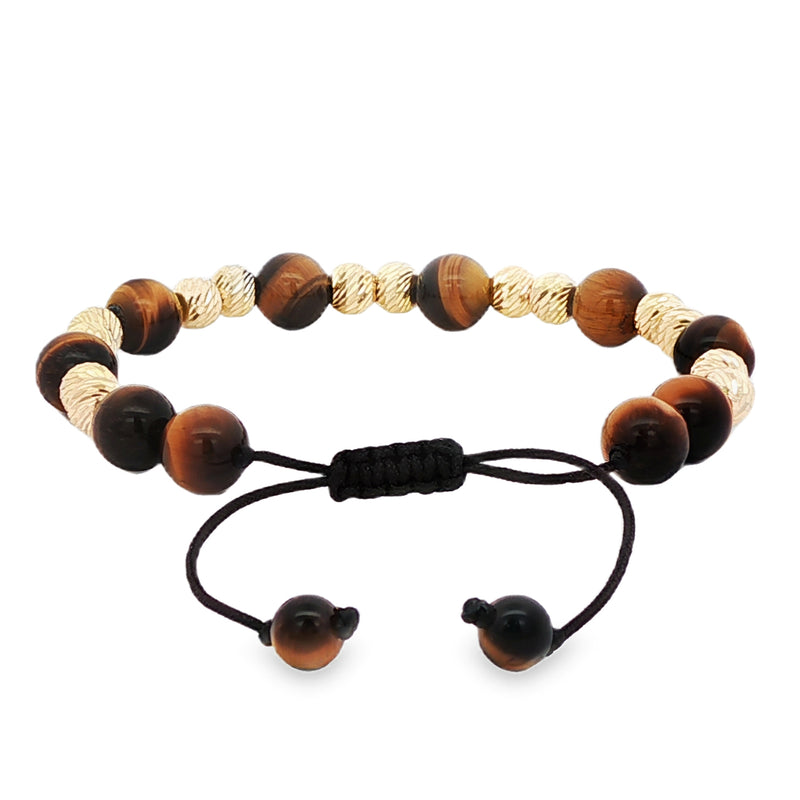 Tiger Eye & 14K Gold Bead Adjustable Bracelet, photo 3 of 5