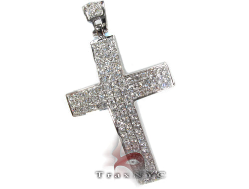 Diamond cross crucifix pendant with round stones set across both arms