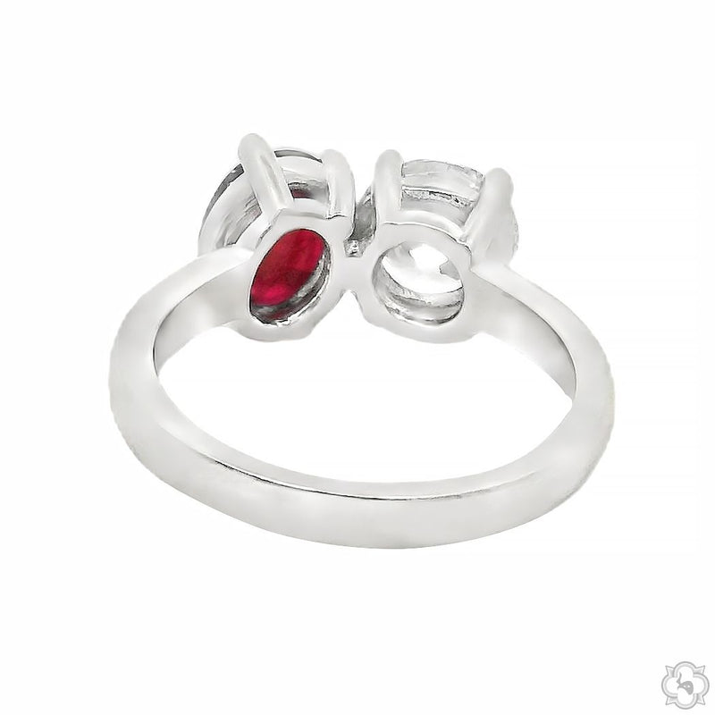 14K Gold Toi et Moi Ruby & Diamond Ring, photo 5 of 7