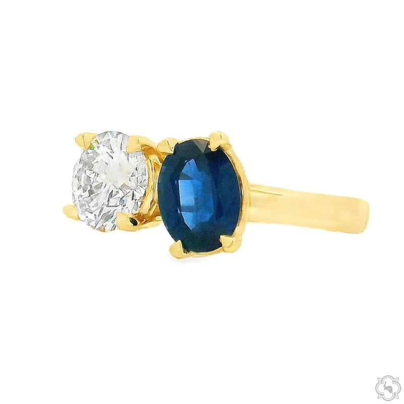 14K Gold Toi et Moi Sapphire & Diamond Ring, photo 3 of 6