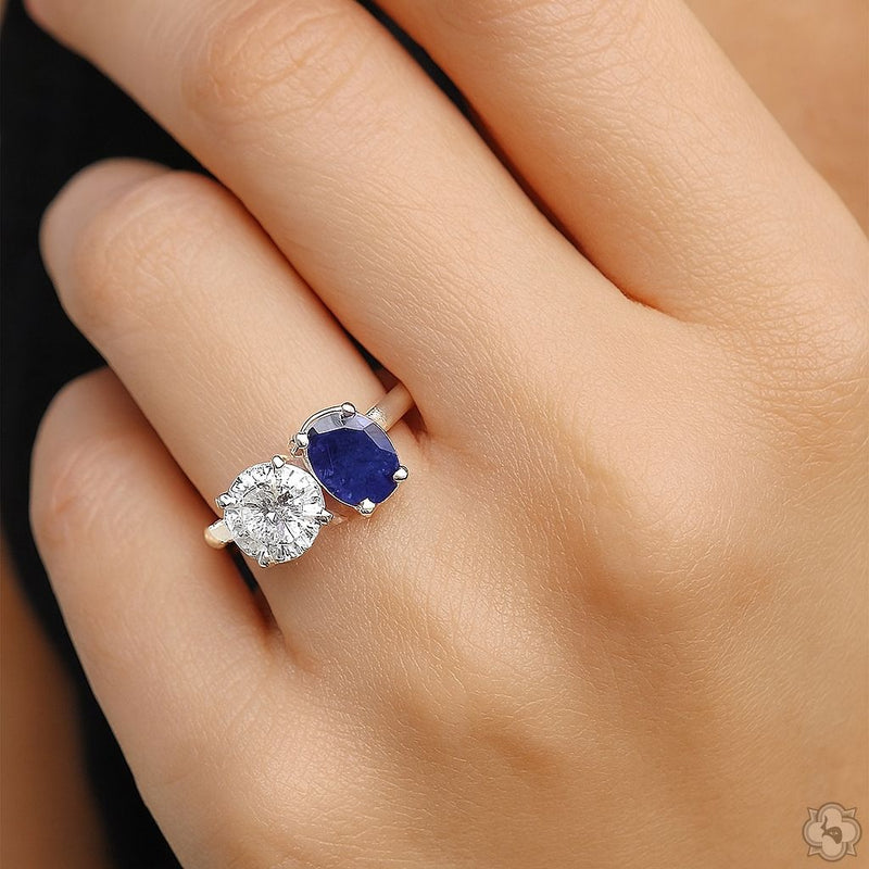 14K Gold Toi et Moi Sapphire & Diamond Ring, photo 6 of 6