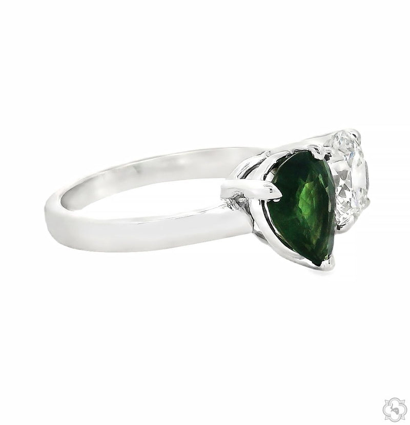 14K Gold Toi et Moi Sapphire & Diamond Ring, photo 3 of 6