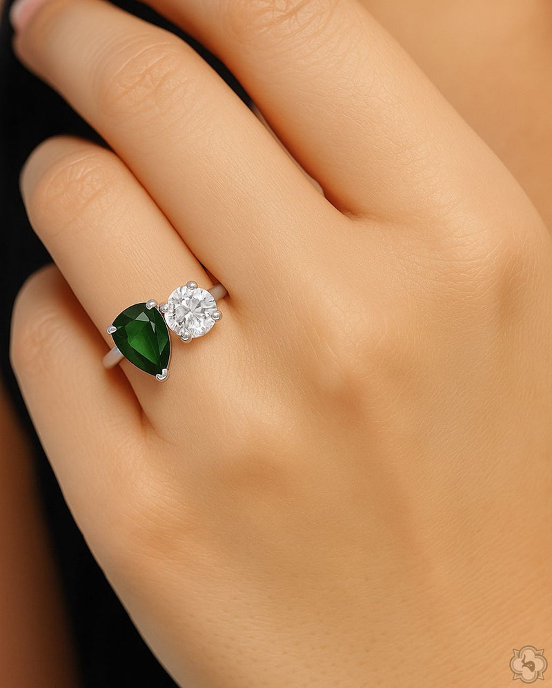 14K Gold Toi et Moi Sapphire & Diamond Ring, photo 6 of 6