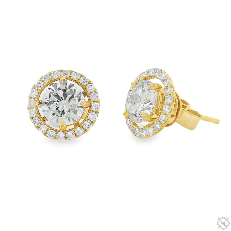 18K Gold Transform Halo Lab-Grown Diamond Studs, photo 3 of 11