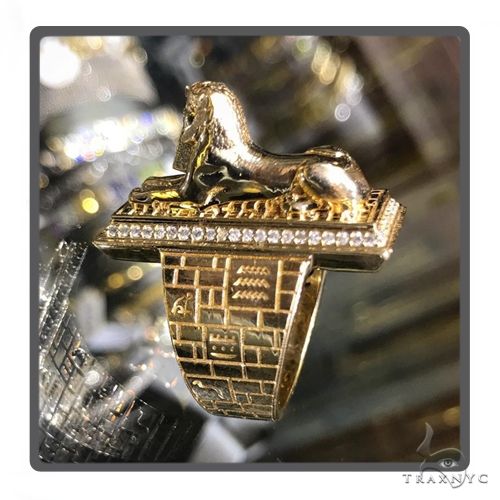 14K Gold TraxNYC Custom Made Great Sphinx of Giza Diamond Ring, photo 9 of 15