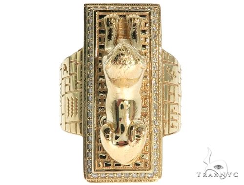 14K Gold TraxNYC Custom Made Great Sphinx of Giza Diamond Ring, photo 11 of 15