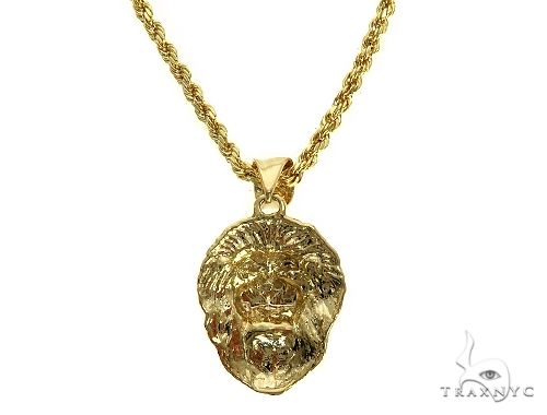 10K Gold TraxNYC Diamond Lion Pendant and Rope Chain Set, photo 3 of 8