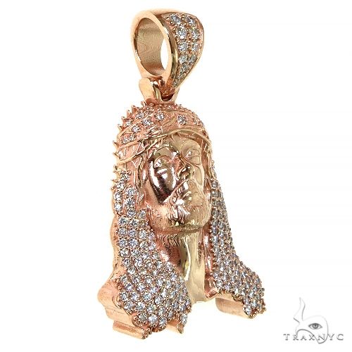10K Gold TraxNYC Passion Jesus Head Diamond Pendant, photo 2 of 8