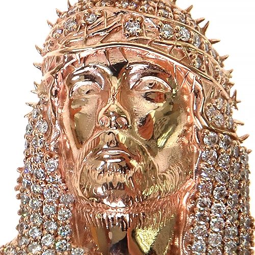 10K Gold TraxNYC Passion Jesus Head Diamond Pendant, photo 3 of 8