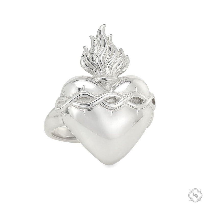 TraxNYC Sacred Flame Heart Ring .925 Silver 70510 - Image 2