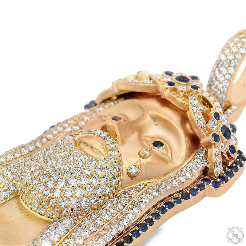 TraxNYC Sapphire and Diamond Crowned Jesus Pendant -Medium 70176 - Image 2