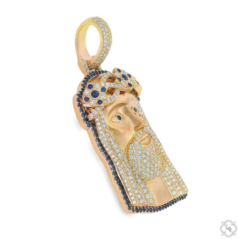 TraxNYC Sapphire and Diamond Crowned Jesus Pendant -Medium 70176 - Image 4