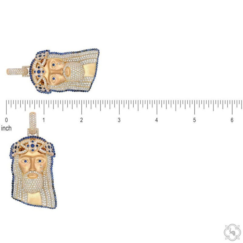 TraxNYC Sapphire and Diamond Crowned Jesus Pendant -Medium 70176 - Image 6