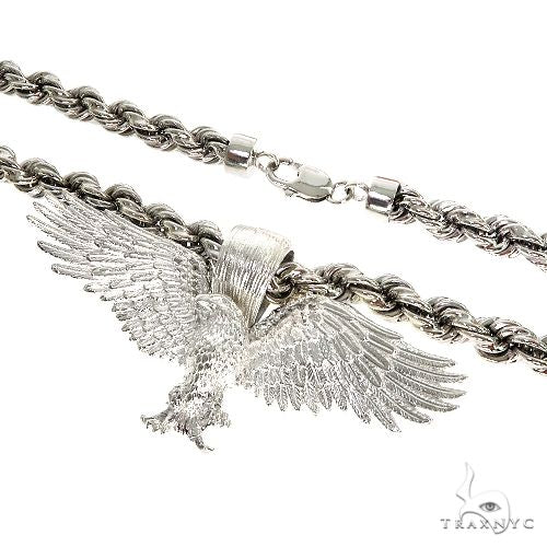 TraxNYC Silver Eagle Pendant Rope Chain Set, photo 4 of 7