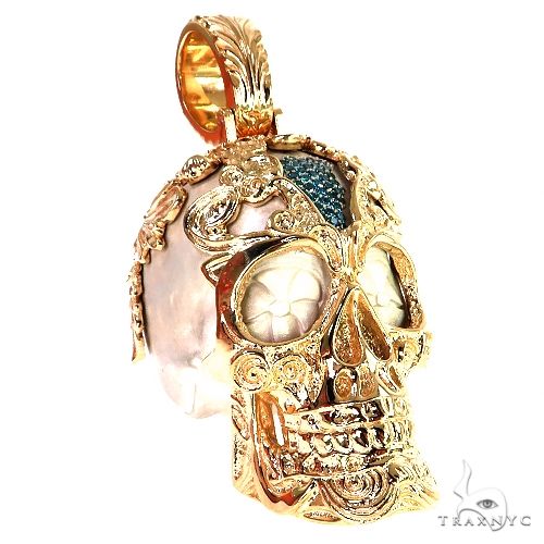 TraxNYC Silver and Gold Skull Mask Pendant, photo 3 of 8