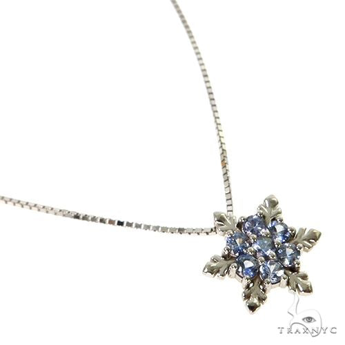 14K Gold TraxNYC Snowflake Sapphire Necklace, photo 2 of 5