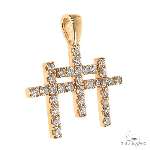 14K Gold TraxNYC Triple Cross Diamond Pendant -Small, photo 2 of 7