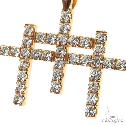 14K Gold TraxNYC Triple Cross Diamond Pendant -Small, photo 3 of 7