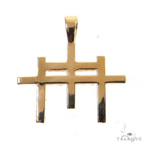 14K Gold TraxNYC Triple Cross Diamond Pendant -Small, photo 4 of 7