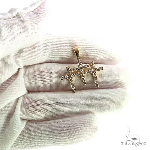 14K Gold TraxNYC Triple Cross Diamond Pendant -Small, photo 7 of 7